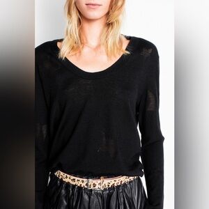 Zadig & Voltaire Women’s Red Merino Wool Rina Star Sweater Size XS Pullover Top